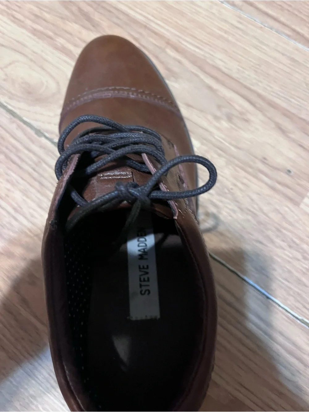 Steve Madden Brown Leather Kids Lace-Up Dress Shoes